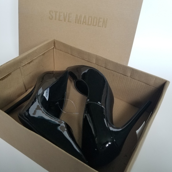 NIB NWOT Steve Madden Altisha black patent 4.25" heels siz 8.5 - Picture 10 of 13